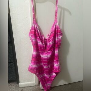 DIXXON Pink and White Striped Shirt